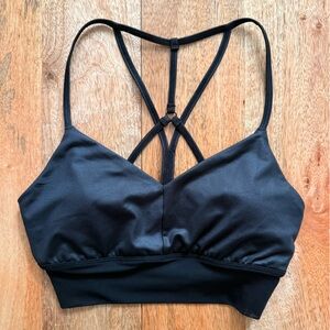 ALO Yoga Lavish Sports Bra - Size XS, Black with Black Mesh